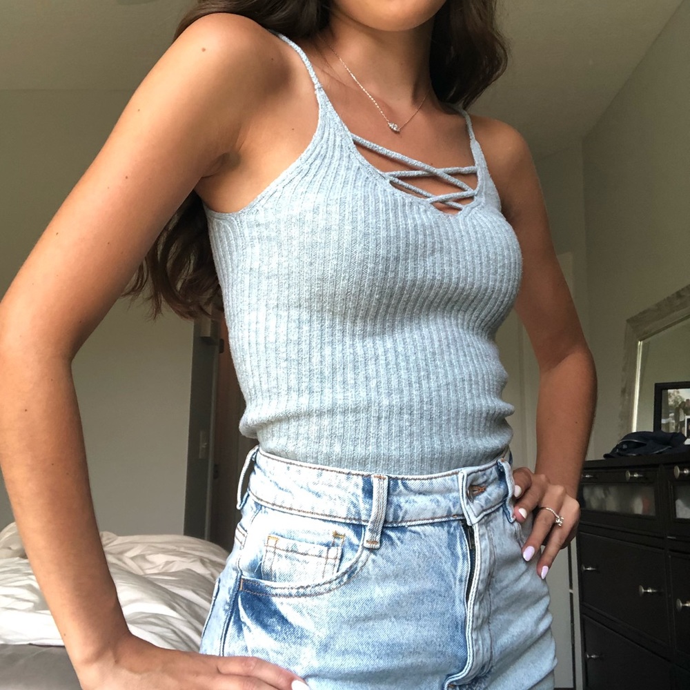 Blue Knit American Eagle Tank